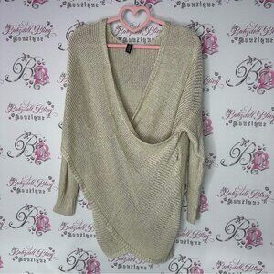 Design lab crochet knitted Cream Knit Sweater white Vneck flowy